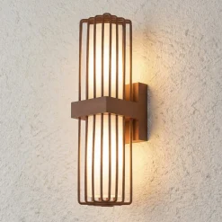 Lucande ulkoseinävalaisin Chandan, ruoste, 2-lamppuinen, IP54, E27