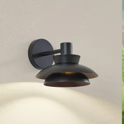 Lucande ulkoseinävalaisin Thais, musta, metalli, Ø 25 cm