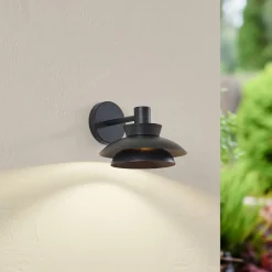 Lucande ulkoseinävalaisin Thais, musta, metalli, Ø 25 cm
