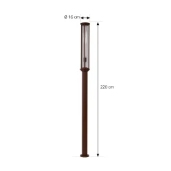 Lucande ulkovalaisin Alivaro, ruosteenvärinen, 220 cm, E27, IP65