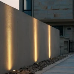 Lucande upotettava LED-lattiavalaisin Kenan, Ø 7cm, ruostumaton teräs, IP67