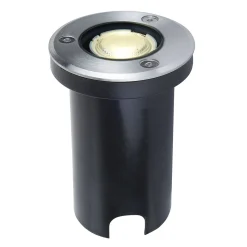 Lucande upotettava LED-lattiavalaisin Kenan, Ø 7cm, ruostumaton teräs, IP67