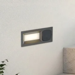 Lucande upotettava LED-seinävalaisin Lachlain, antrasiitti, pistorasia