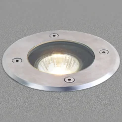 Lucande uppoasennettava lattiavalaisin Ava, Ø 12 cm, pyöreä, IP67, GU10