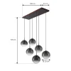 Lucande Veloura riippuvalaisin, 6-lamppuinen, 100 cm, lasi, puu