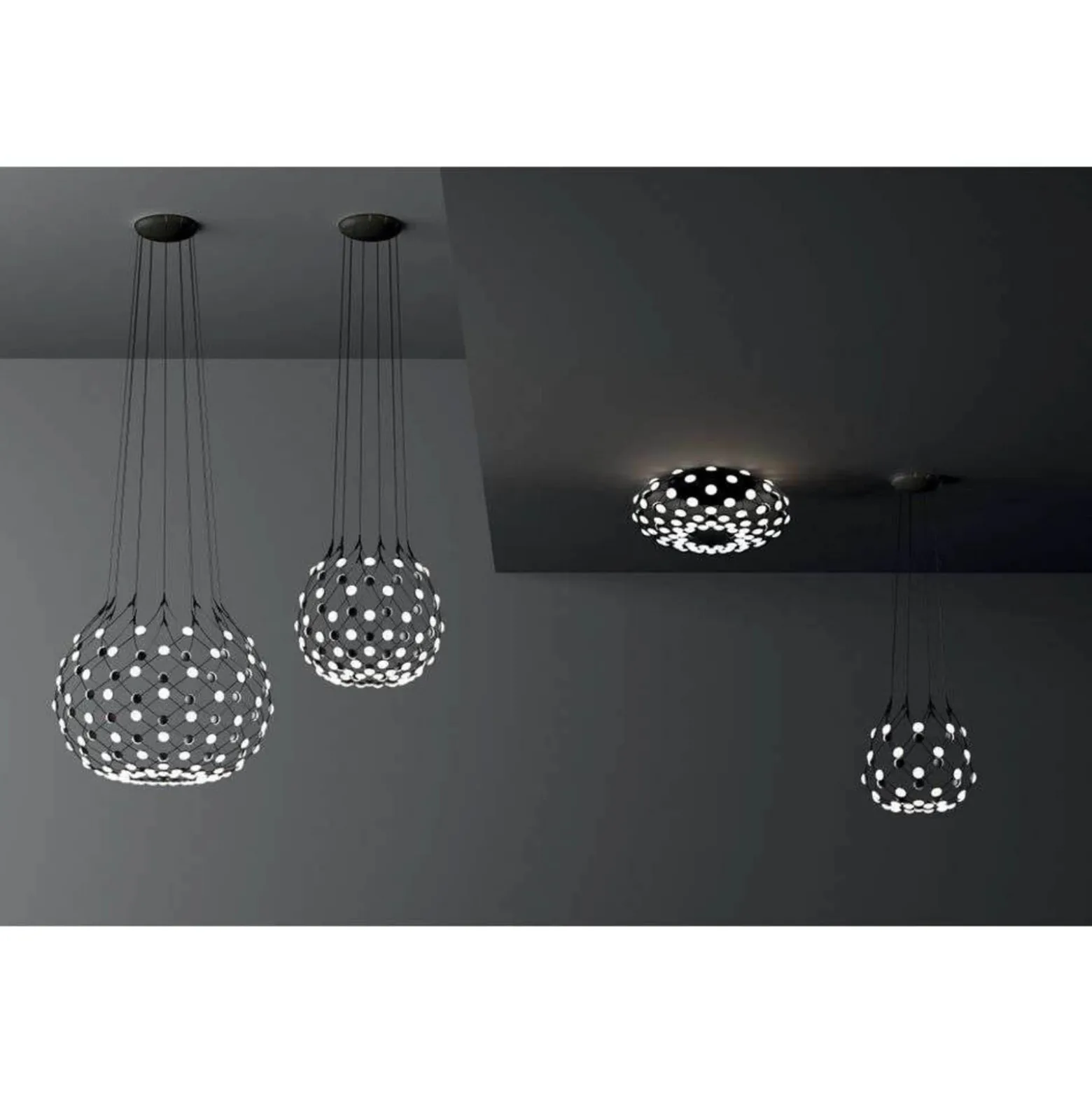 Luceplan Mesh Wireless riippuvalo, Ø 100 cm, 4 m, Bluetooth