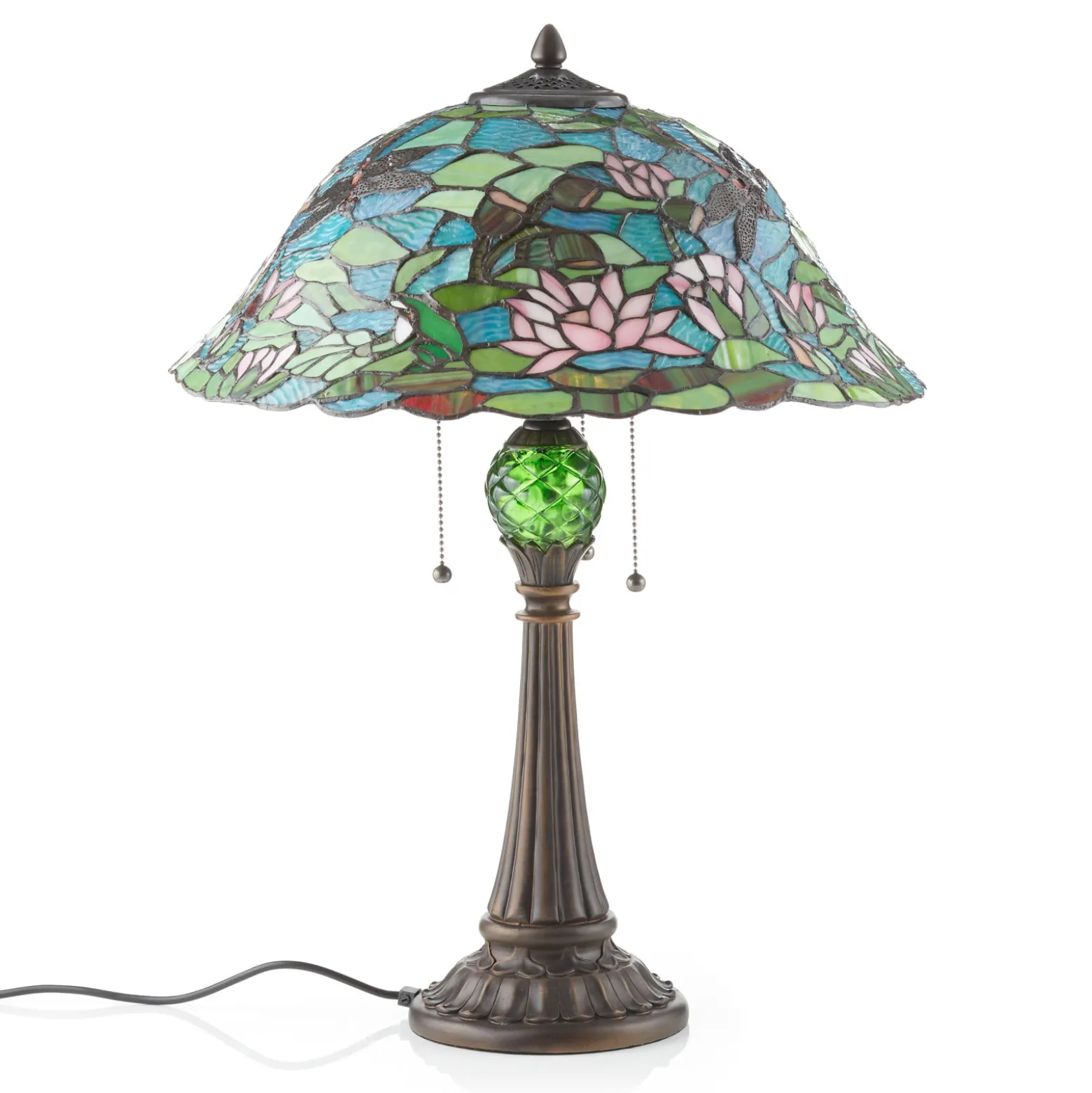 Lumoava Tiffany-tyylinen Waterlily-pöytävalaisin