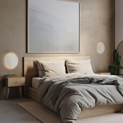 Luna seinävalaisin, beige, epäsuora valo, Ø 30 cm, teräs