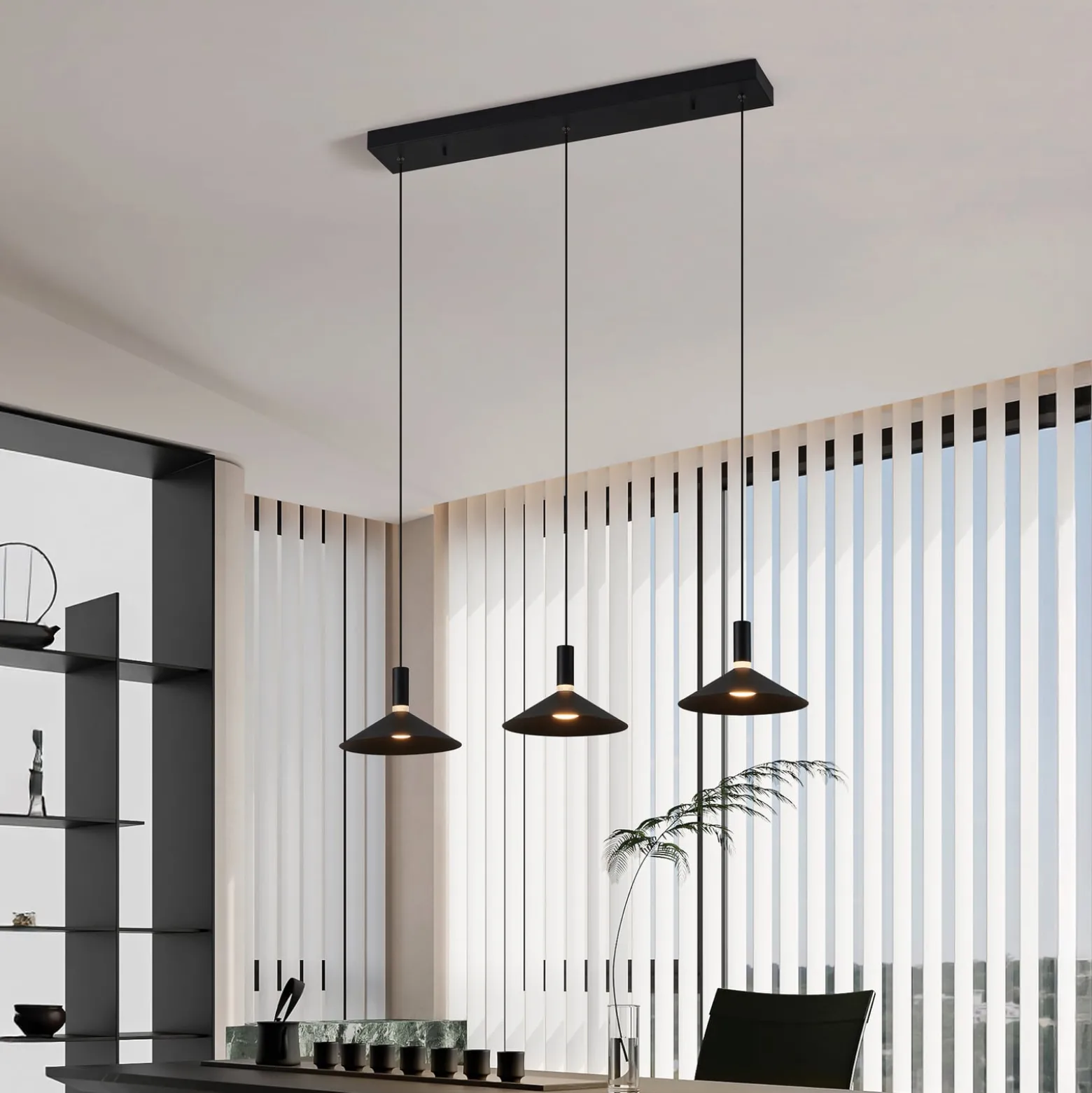 Älykäs riippuvalo Conomavilla-Z, musta 92 cm 3-lamppuinen RGB