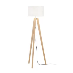 Maavalaisin SHINE-WOOD, valkoinen/nikkeli/tammi, korkeus 164 cm 3 x E27