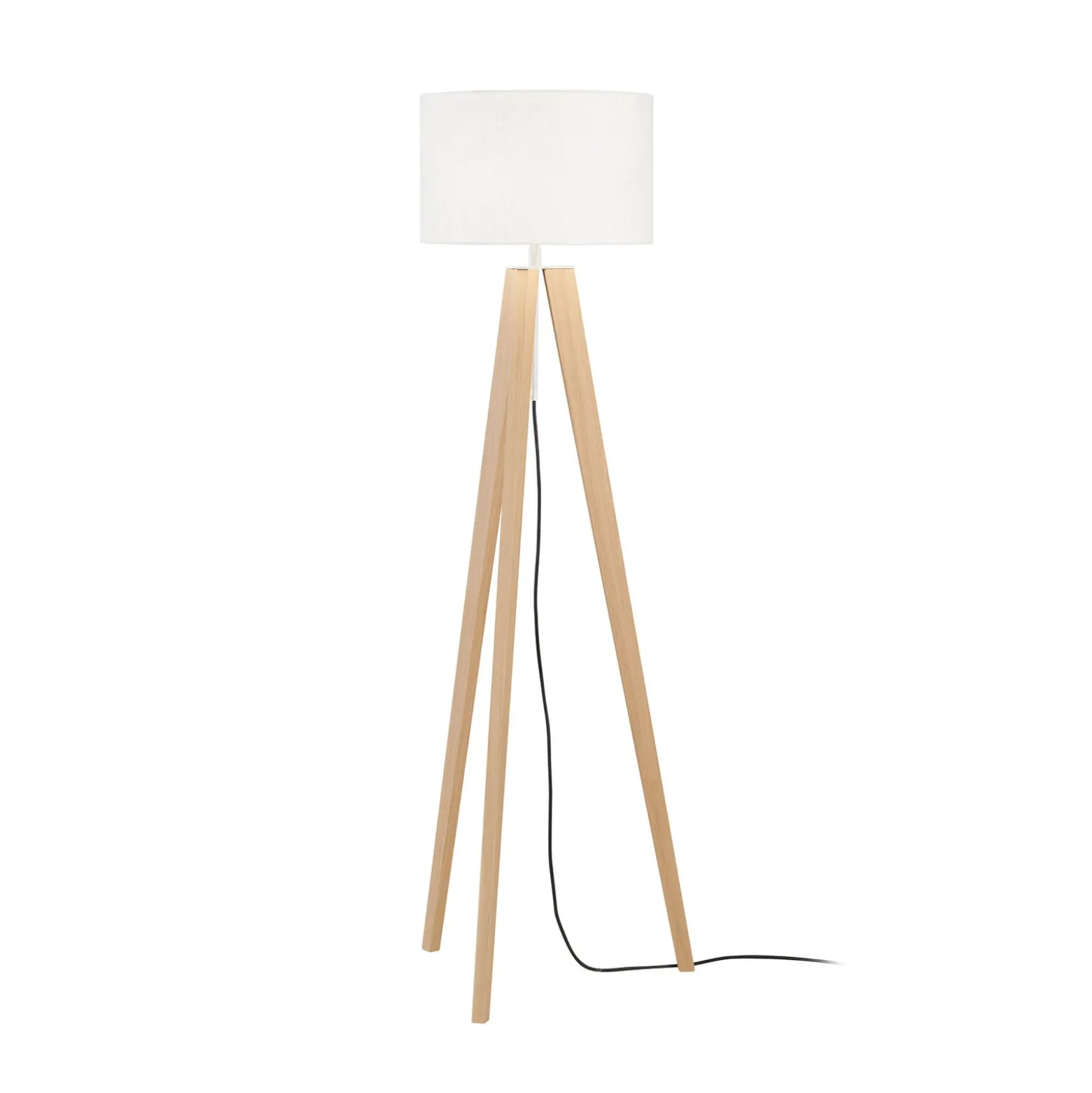 Maavalaisin SHINE-WOOD, valkoinen/nikkeli/tammi, korkeus 164 cm 3 x E27