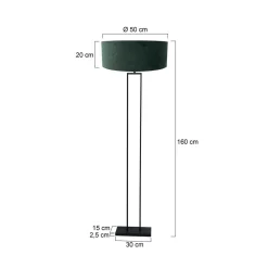 Maavalaisin Stang, musta/vihreä sametti, korkeus 160 cm, E27