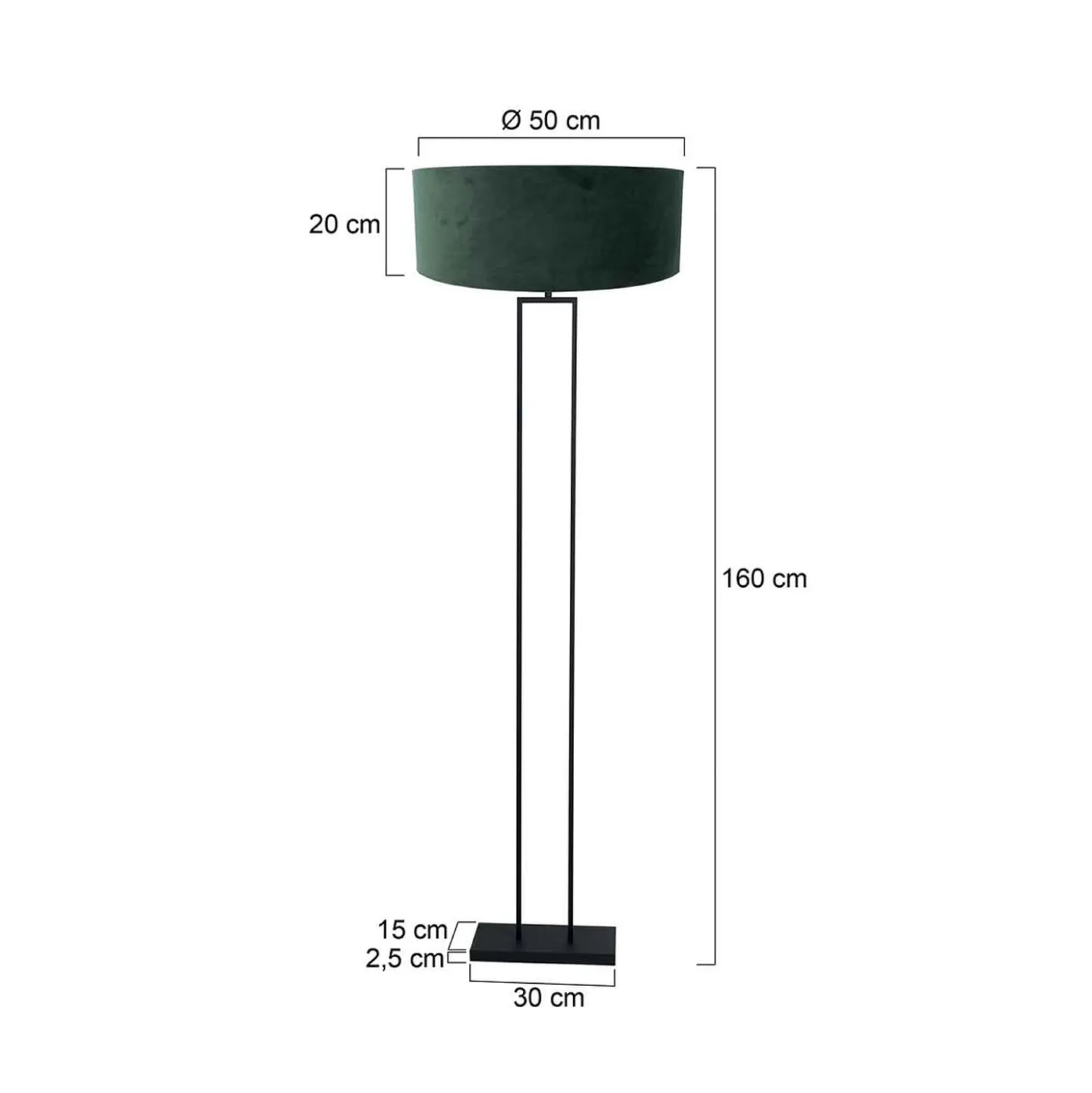 Maavalaisin Stang, musta/vihreä sametti, korkeus 160 cm, E27