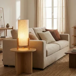 Madita LED-pöytävalaisin, korkeus 48 cm, luonnonvalkoinen/pellavainen