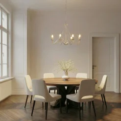 Malbo-kattokruunu, valkokulta, metalli, 8-lamppuinen, E14