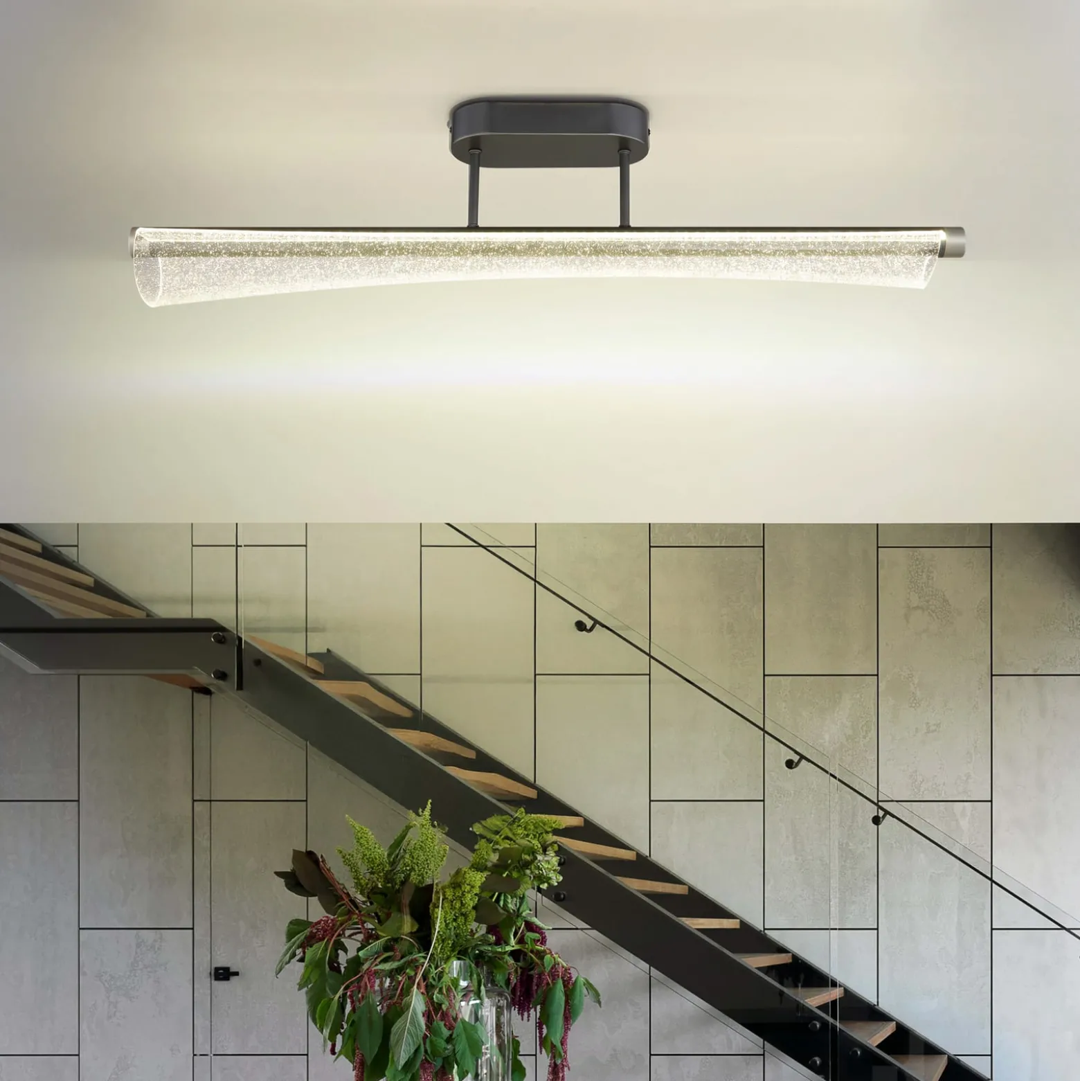 Malinda-LED-kattovalaisin, kirkas/antrasiitti, pituus 81 cm, CCT