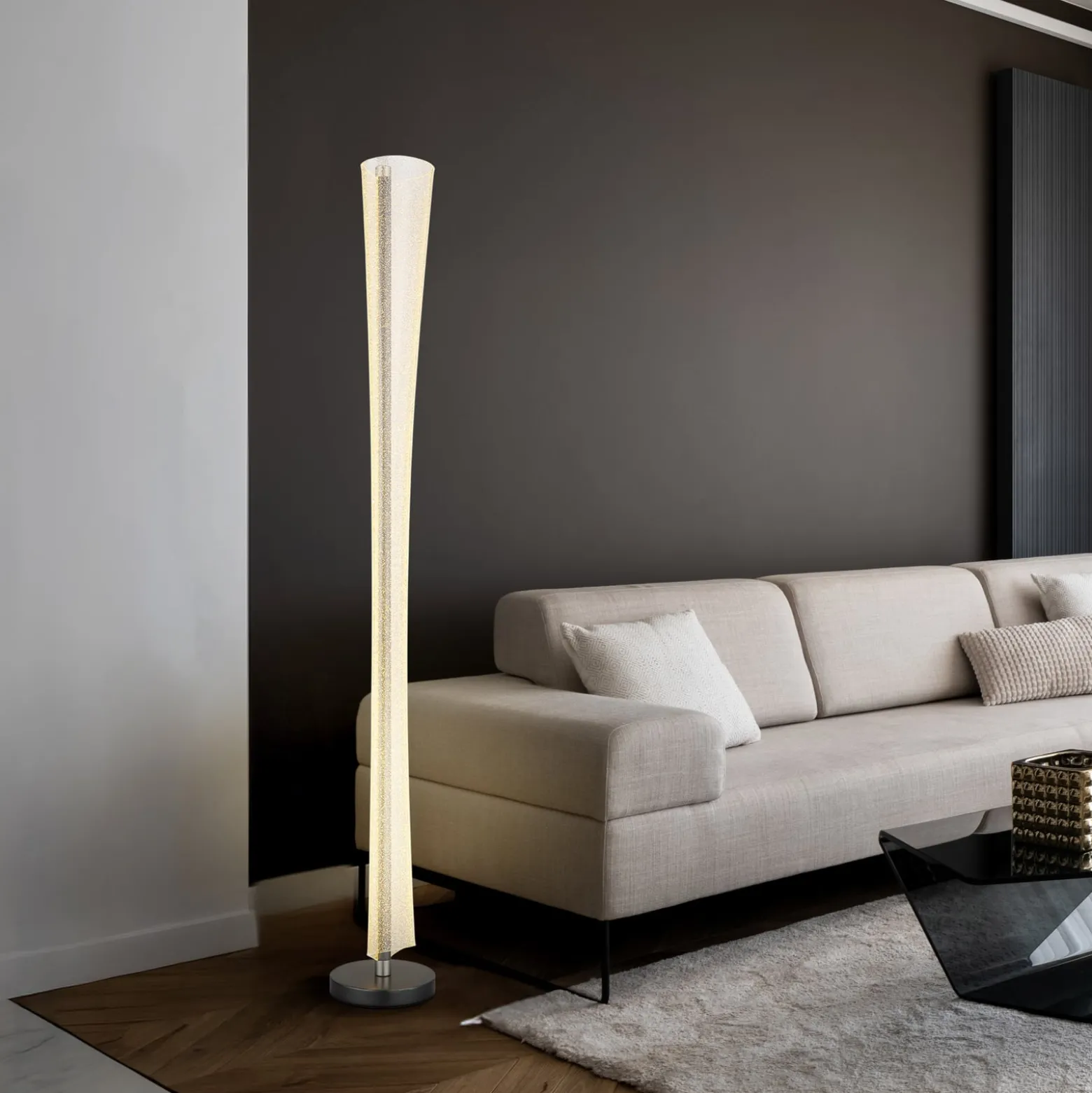 Malinda-LED-lattiavalo, kirkas/antrasiitti, korkeus 155 cm, CCT