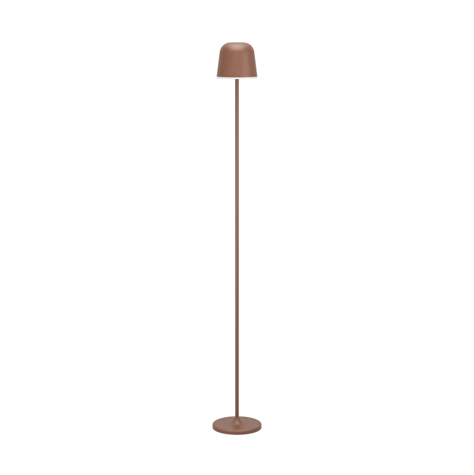 Mannera-L-mallinen LED-akku-terassivalaisin, ruosteenvärinen, korkeus 140 cm