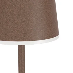 Mannera-L-mallinen LED-akku-terassivalaisin, ruosteenvärinen, korkeus 140 cm