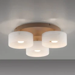 MARIKA-LED-kattovalaisin, beige/valkoinen, 40 cm, 3-lamppuinen, lasi, Switchdim