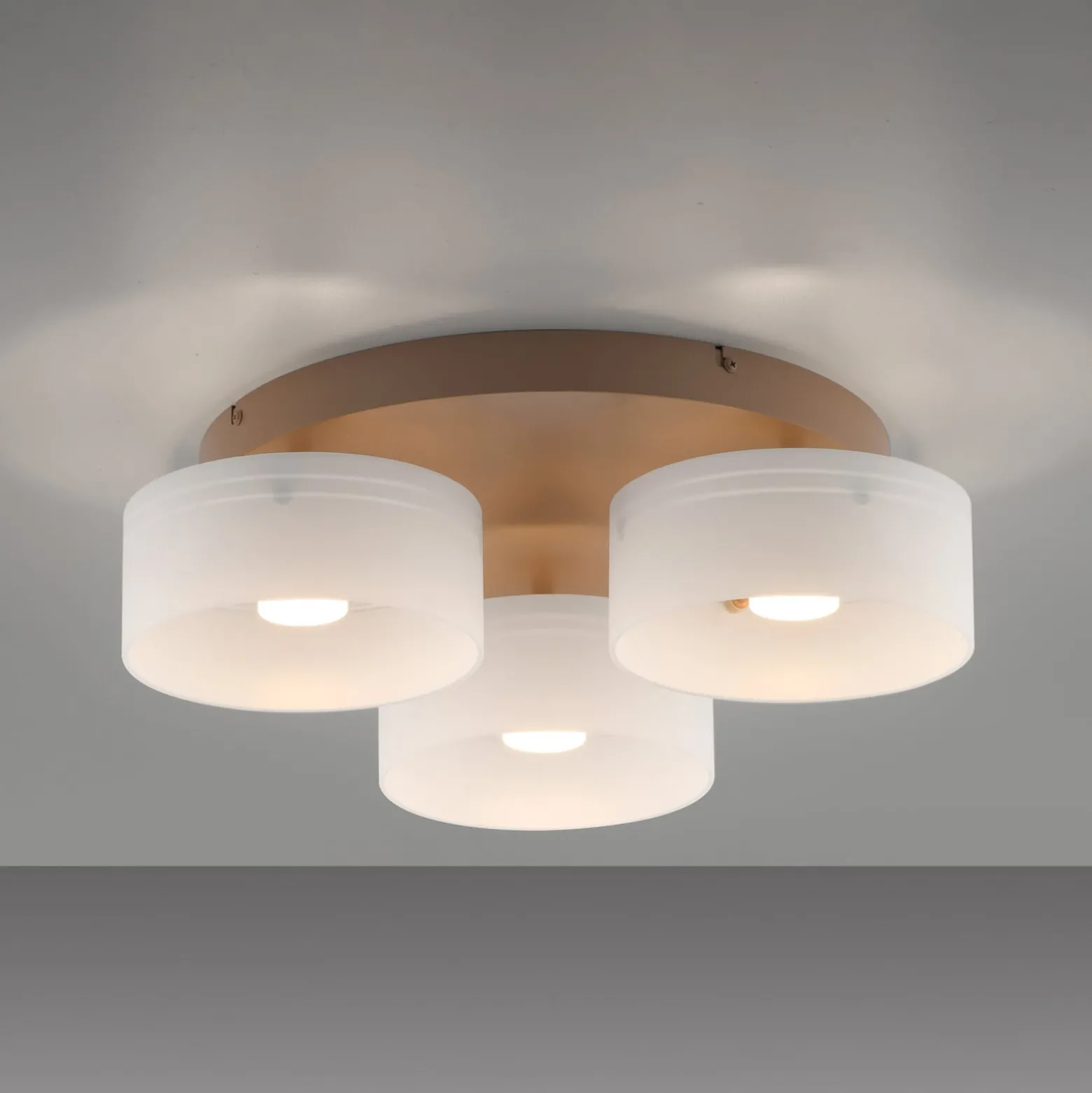 MARIKA-LED-kattovalaisin, beige/valkoinen, 40 cm, 3-lamppuinen, lasi, Switchdim