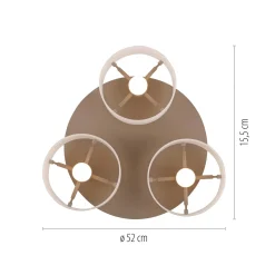 MARIKA-LED-kattovalaisin, beige/valkoinen, 40 cm, 3-lamppuinen, lasi, Switchdim