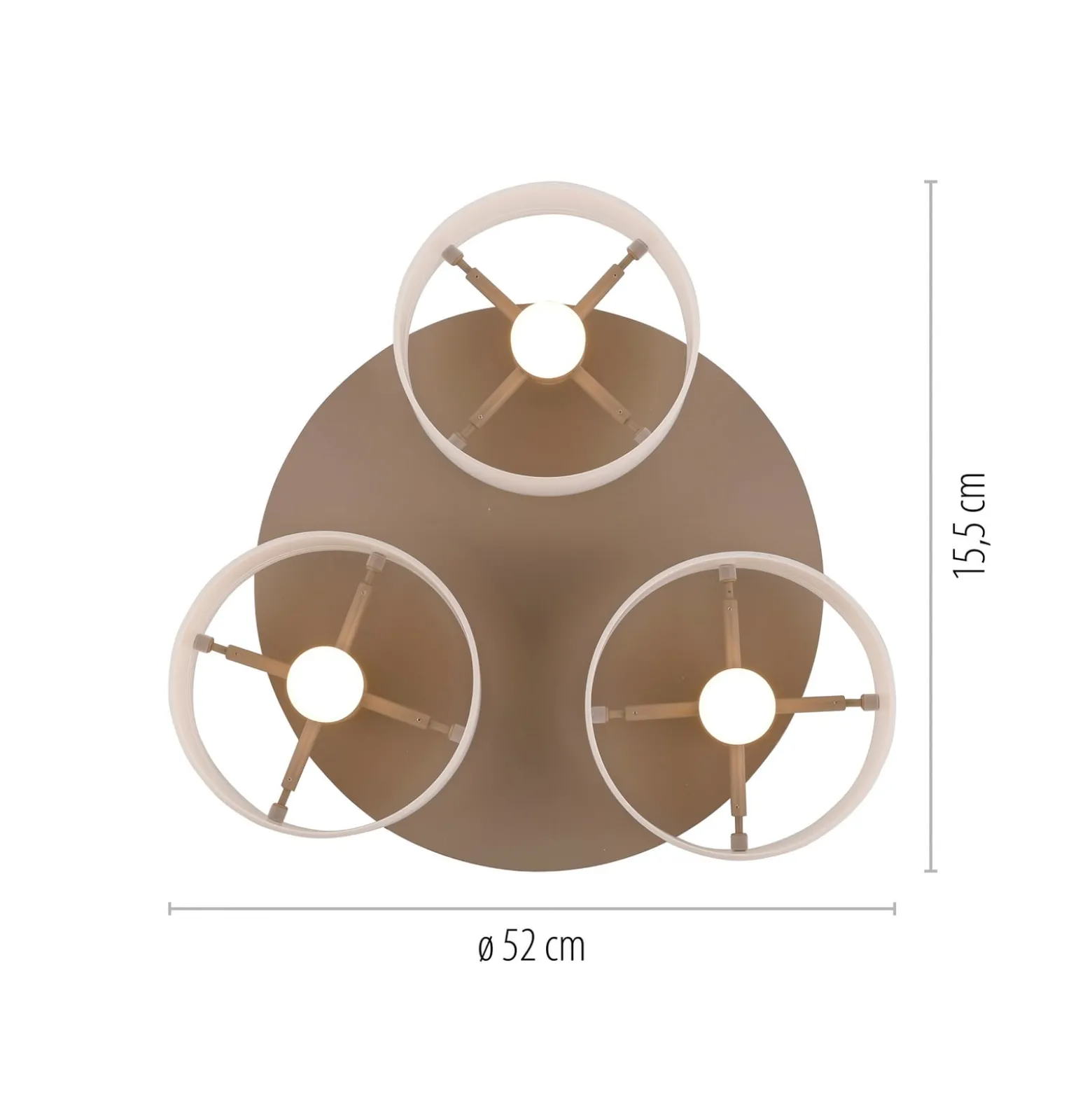 MARIKA-LED-kattovalaisin, beige/valkoinen, 40 cm, 3-lamppuinen, lasi, Switchdim