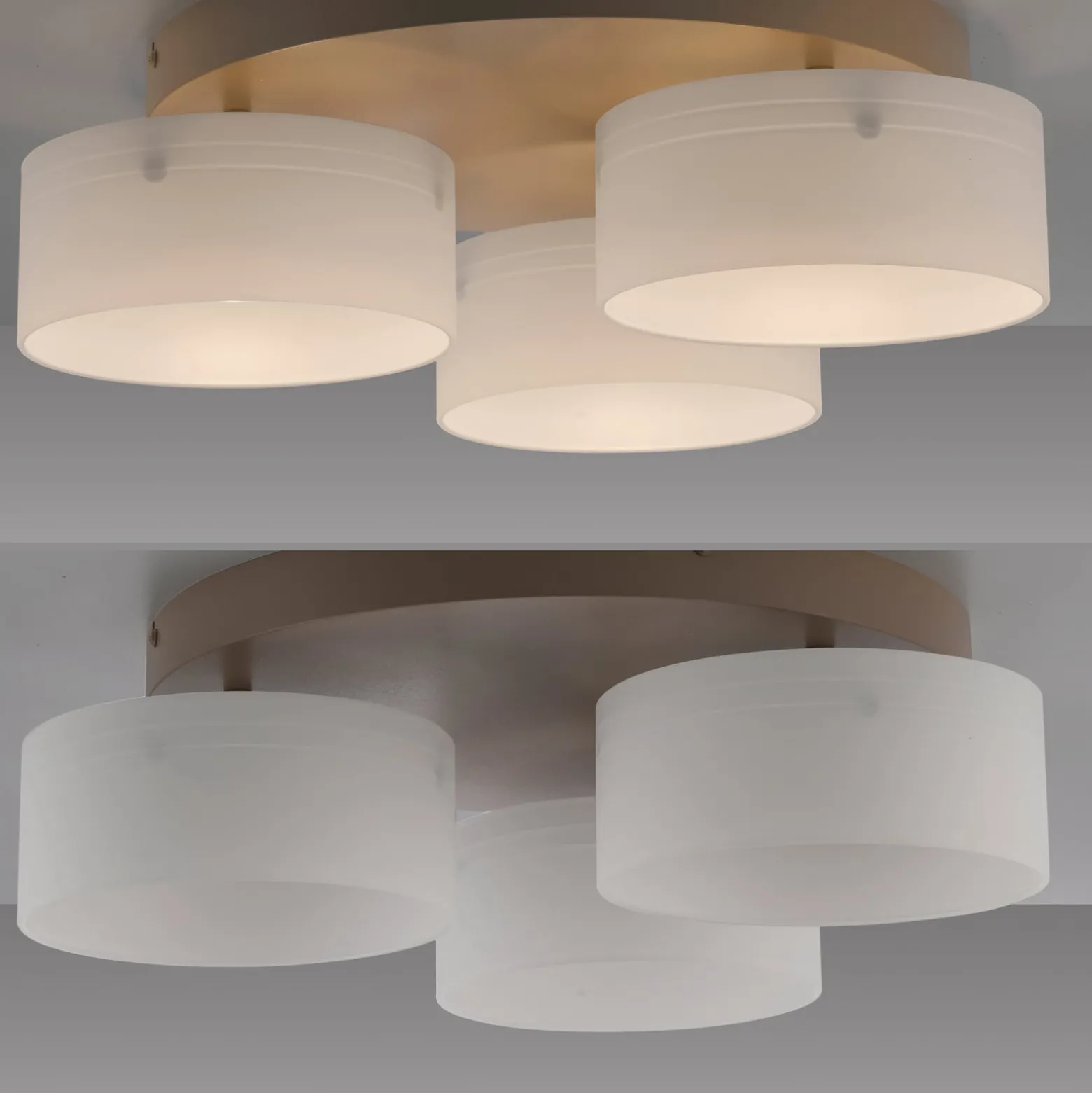 MARIKA-LED-kattovalaisin, beige/valkoinen, 40 cm, 3-lamppuinen, lasi, Switchdim