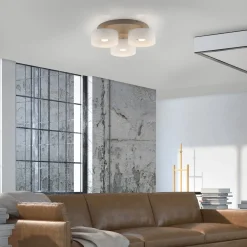 MARIKA-LED-kattovalaisin, beige/valkoinen, 40 cm, 3-lamppuinen, lasi, Switchdim