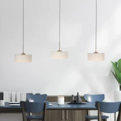 MARIKA-LED-riippuvalaisin, beige/valkoinen, 105 cm, 3-lamppuinen, lasi,