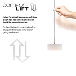 MARIKA-LED-riippuvalaisin, beige/valkoinen, 105 cm, 3-lamppuinen, lasi,