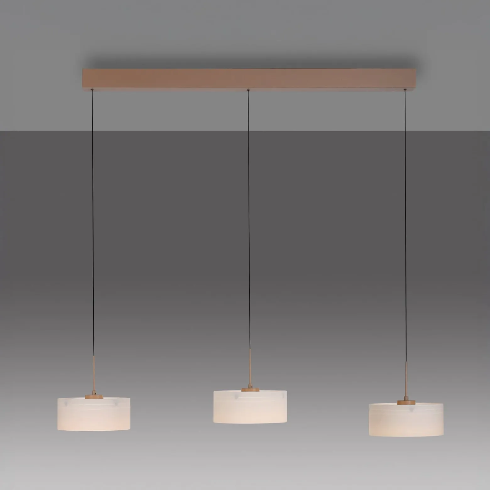 MARIKA-LED-riippuvalaisin, beige/valkoinen, 105 cm, 3-lamppuinen, lasi,