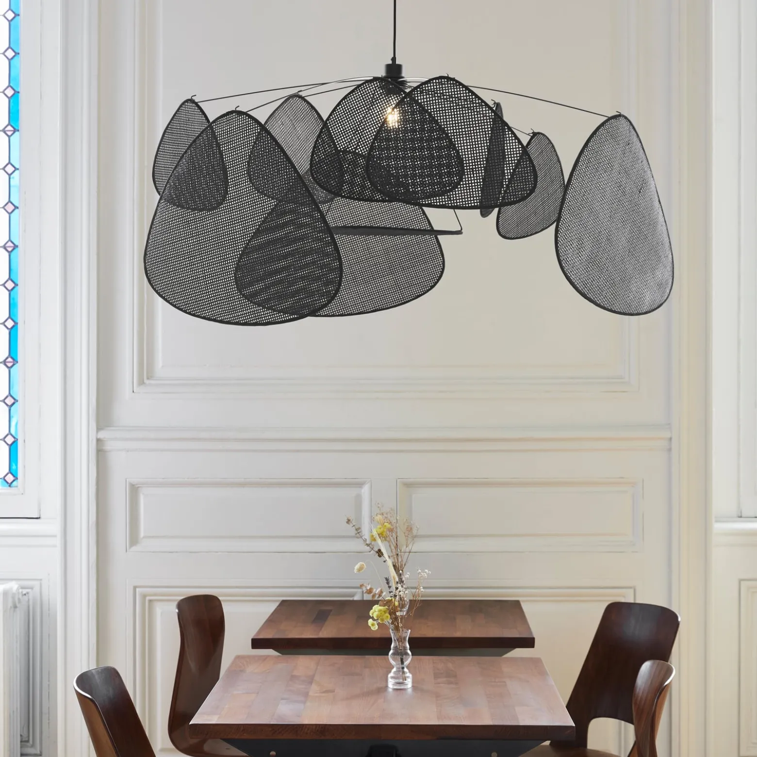 MARKET SET Screen XL -riippuvalaisin, 60 cm, musta, rottinki