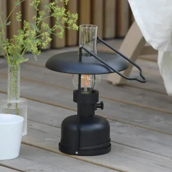 Markslöjd LED-akkupöytävalaisin Fanos, musta, himmennettävä, IP44