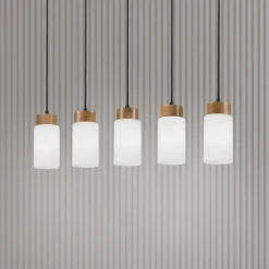 Markus-riippuvalaisin, opaalilasi/tammipuu Pituus 100 cm 5-valo.