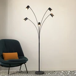 Marley lattiavalaisin, musta, korkeus 200 cm, 5-valo, metallia