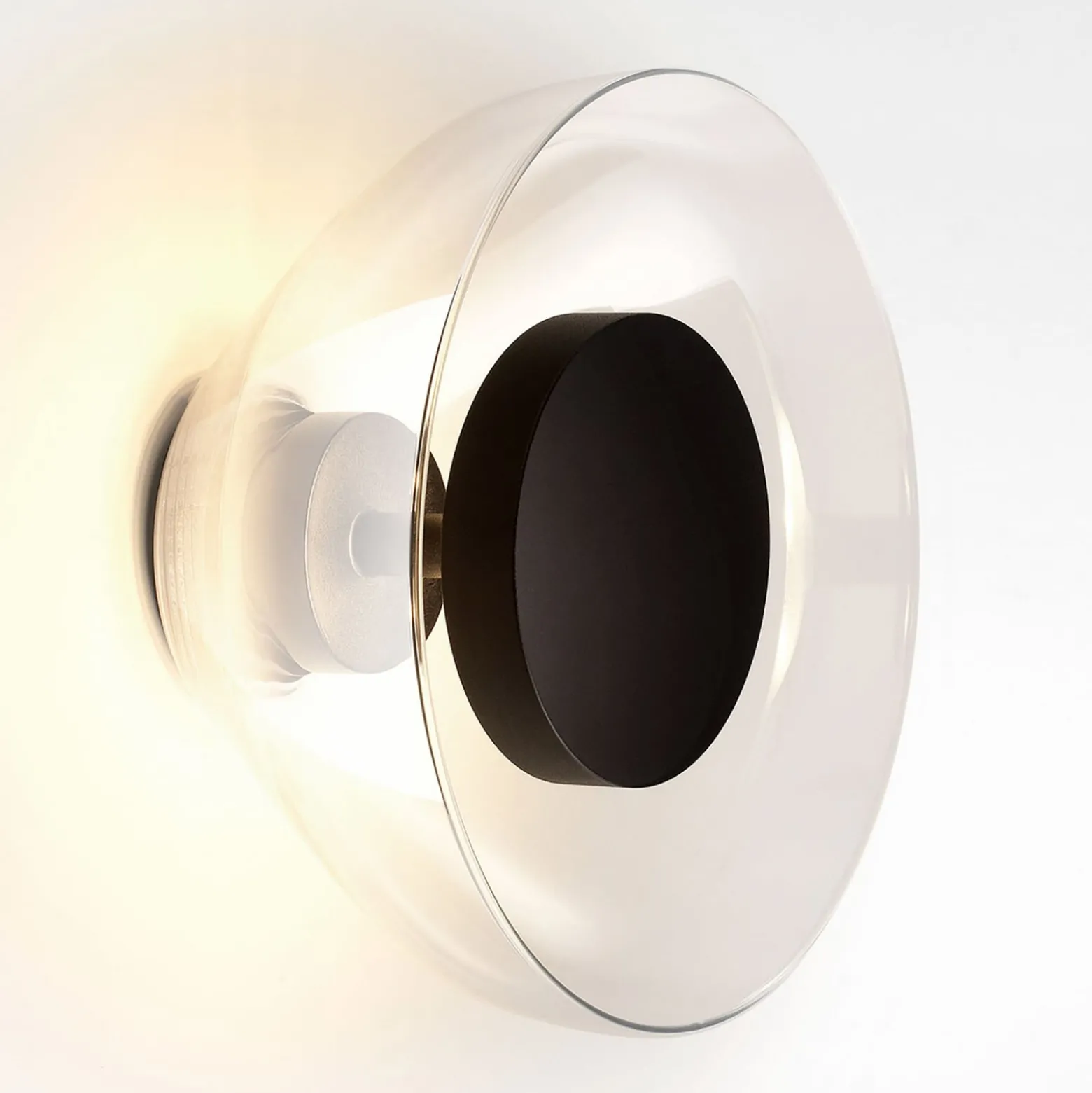 MARSET Aura LED-seinävalaisin, Ø 18 cm, läpinäkyvä