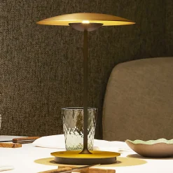 MARSET LED-akkupöytälamppu Ginger, alumiini, messinki, himmennettävä.