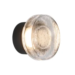 MARSET LED-ulkoseinälamppu Roc, Ø 14 cm, musta/läpikuultava