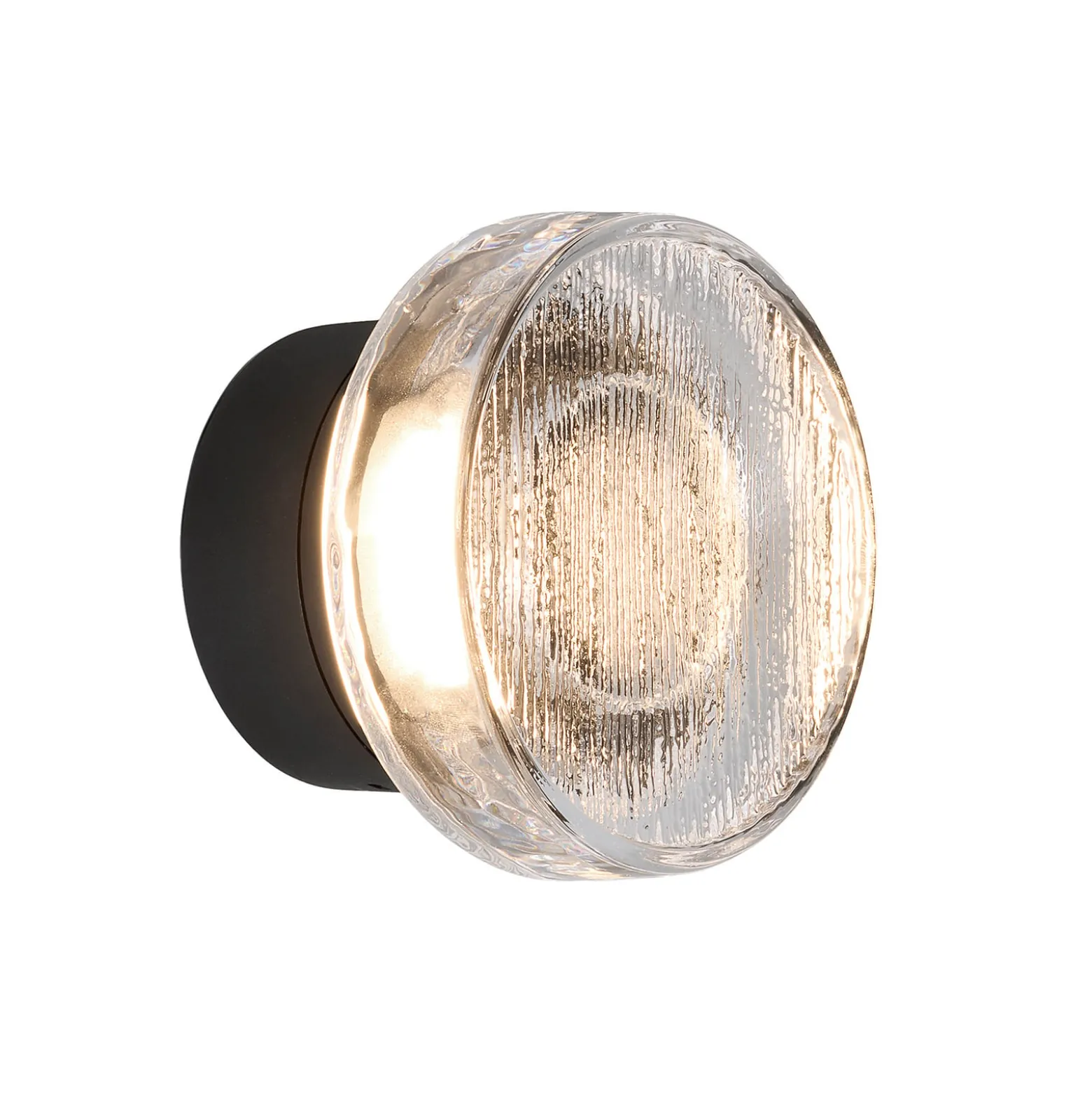 MARSET LED-ulkoseinälamppu Roc, Ø 14 cm, musta/läpikuultava