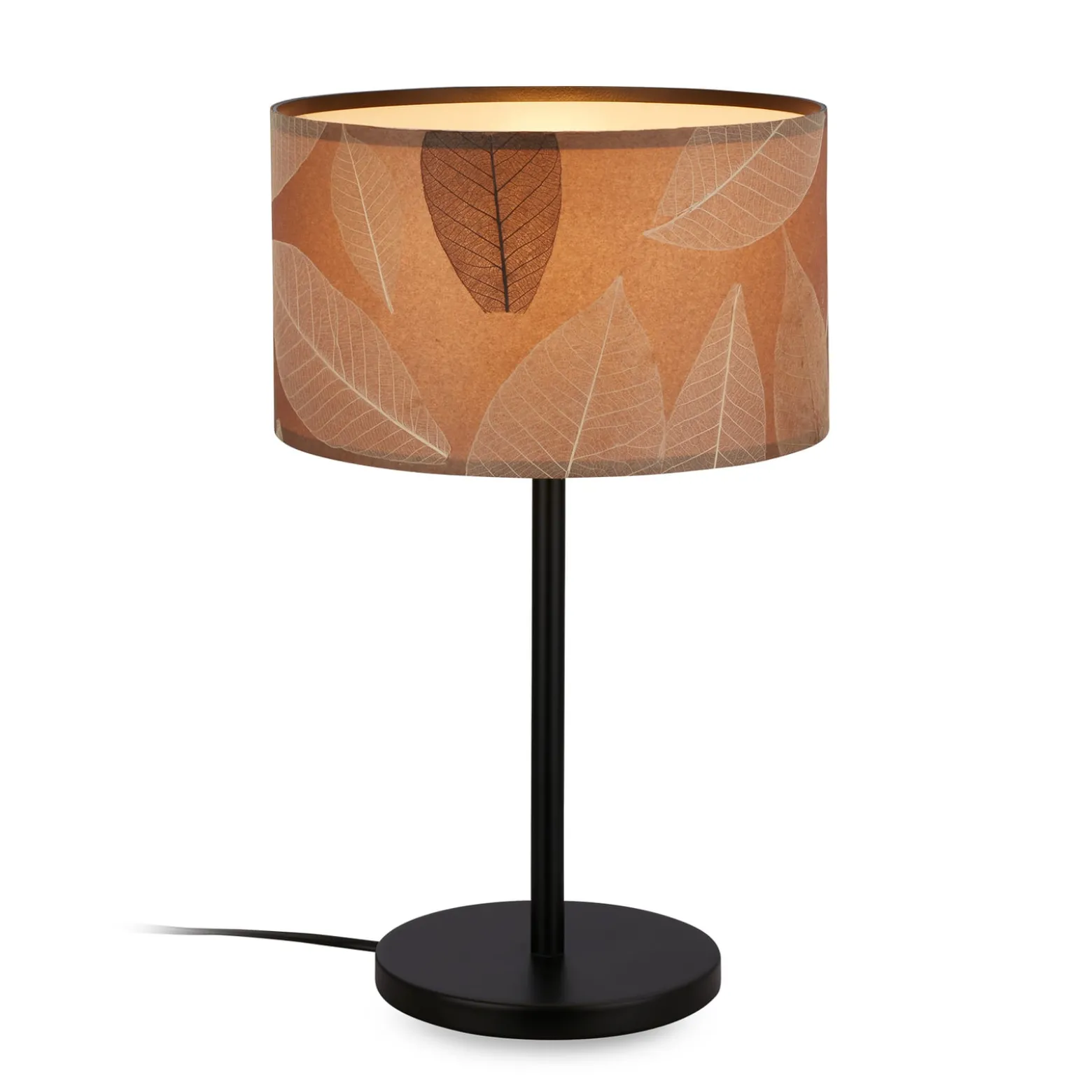 Mata pöytävalaisin, ruskea, tekstiili, korkeus 42 cm