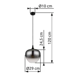 Maxy riippuvalaisin, Ø 29 cm, savunharmaa, lasia