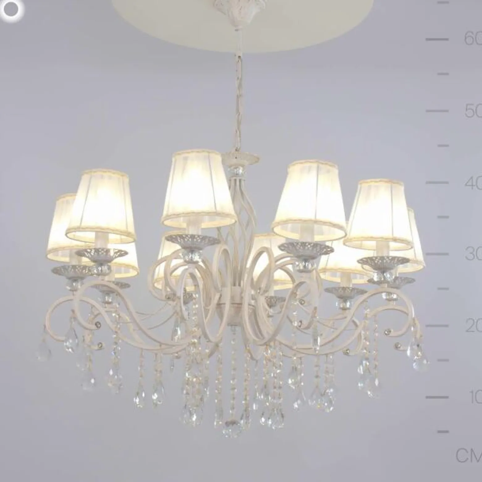 Maytoni Grace kattokruunu, valkoinen, 6-valo, organza, E14