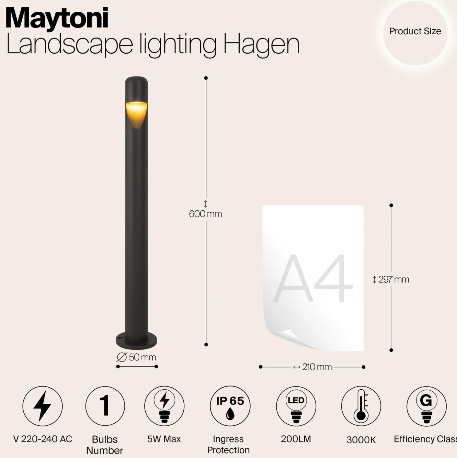 Maytoni Hagen LED polkuvalaisin, 3000K, grafiittia
