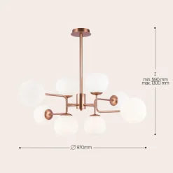 Maytoni kattokruunu Erich, messinki rosé, lasi/metalli 8-light.