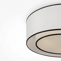 Maytoni kattovalaisin Bergamo, valkoinen/musta, pellava, Ø 52 cm