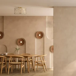 Maytoni kattovalaisin Messina, Ø 43 cm, beige, pellavaa