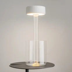 Maytoni ladattava LED-pöytävalaisin AI Collaboration, lasi, valkoinen