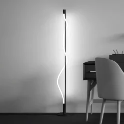 Maytoni LED-lattiavalaisin Tau, musta, alumiini, korkeus 150 cm