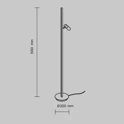 Maytoni LED-lattiavalaisin Thin, messinki, alumiini, korkeus 155 cm,